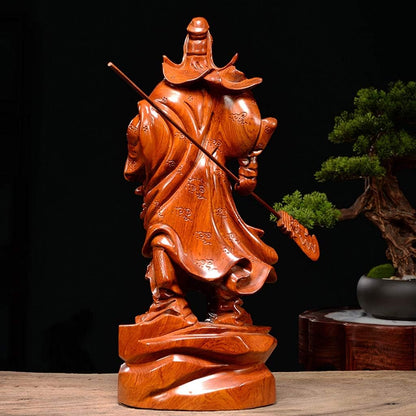 Buddha Statue Feng Shui 11.8” Tall Guan Yu/Guan Gong Warlord Statue Hold Knife Cuan Yu Gong/Kwan Kung/Guangong Chinese Decor Zen Meditation Decor