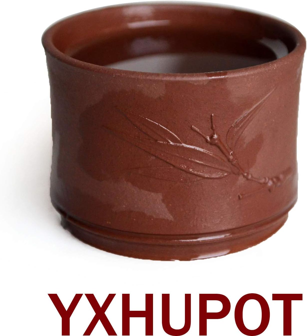 YXHUPOT 2pcs Teacup 80ml Chinese Yixing Clay Zisha Cup Anaglyph bamboo (Dark purple)