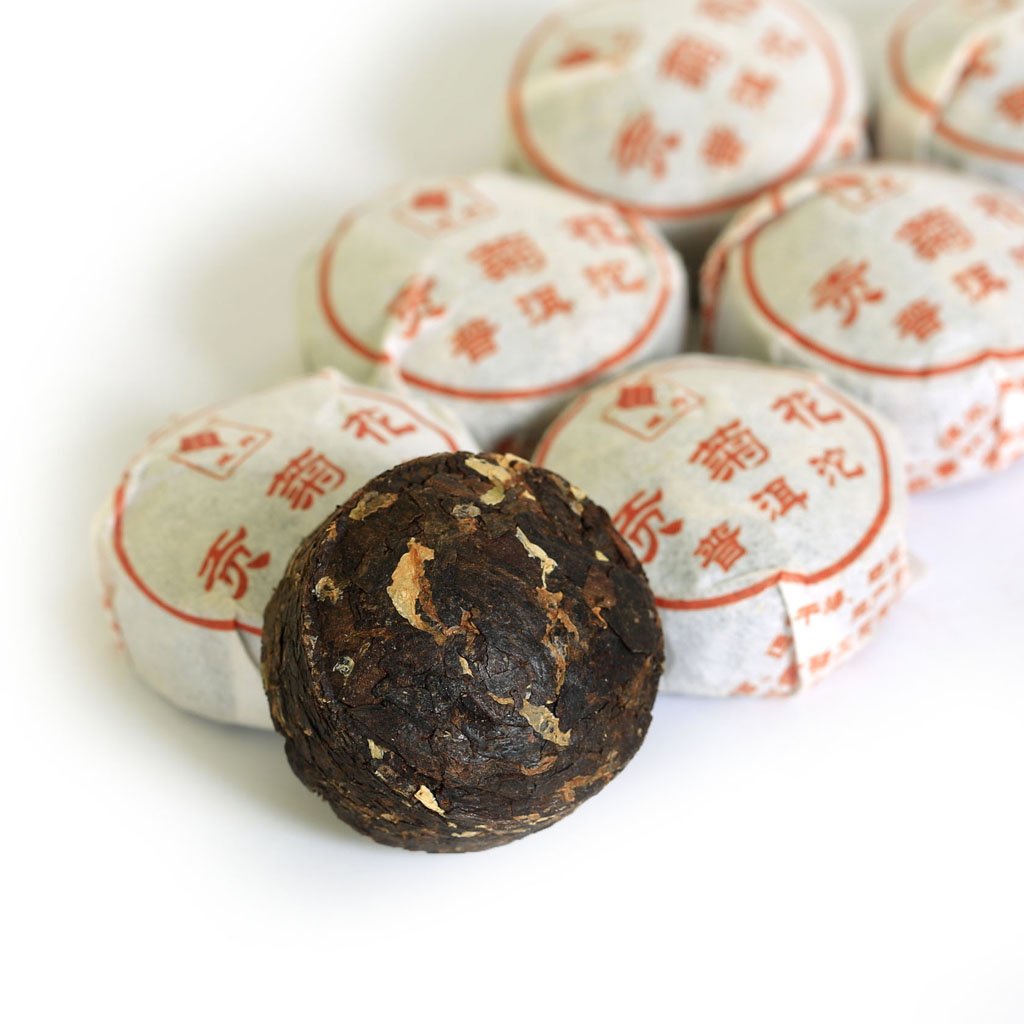 Puerh Tea Cake 20Pcs / 4.23oz 2015 Year Ripe Shu Gongju Tribute Chrysanthemum Flower - Yunnan Pu-erh Pu erh Puer Pu'er Chinese Tea - Mini Tuocha
