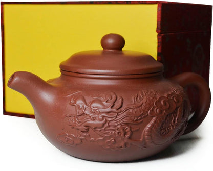 Teapot Chinese Yixing Genuine Black Clay Zisha 11oz Classics Fanggu Pot Infusers Tea (Zini purple clay)