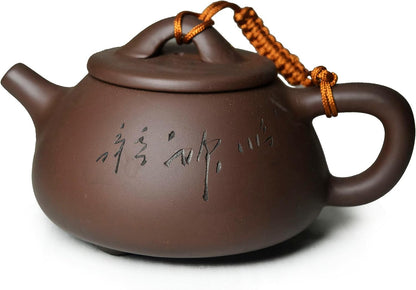 Teapot 210ml Chinese Gongfu ShiPiao Stone Style Zisha Zini Pots for Loose Tea Engraved Picture Text