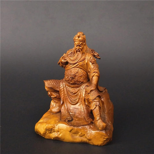 GaYouny Buddha Statue 10CM Wood Guangong Sculpture Dynasty Guan Yu Buddha Statue Craft Home Decoration Figure Wood Dminiature (Size : 10cm)