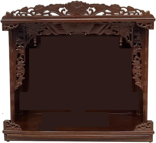 Wooden Temple Solid Wood Buddhist Niches, Wall Mounted Offering Platform, Shrine, Household Three Saints Offering Cabinet, Wealth God Buddha Cabinet, Guanyin Statue Altar Offering Table Buddhist Altar