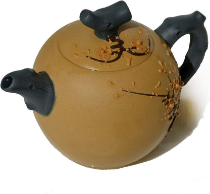 Tea pot 9.5oz Chinese Yixing Clay Dragon Genuine Zisha Tea Infuser for Loose Tea Kettle (Black) (Yellow)