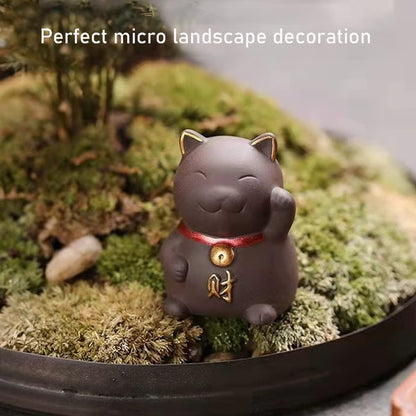 LYART Zisha Tea Pet Angry Unhappy Cat Bat Figurine, Cute Kung Fu Tea Ornament Accessories of Frog Tea Set, Decoration for Tea