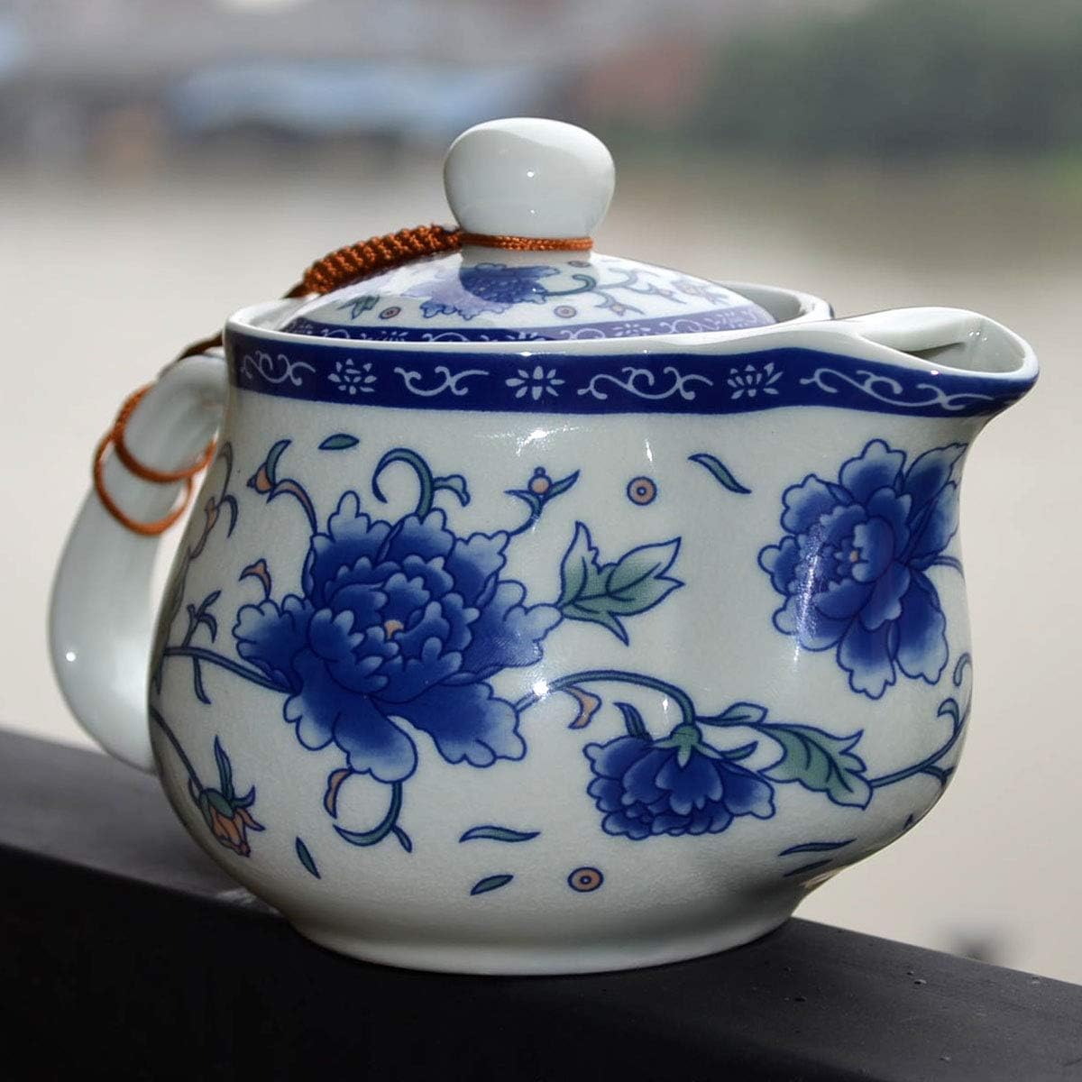 Yxhupot Teapot 15oz Blue White Porcelain China Stainless Steel Infuser Flower (cihu mudan)