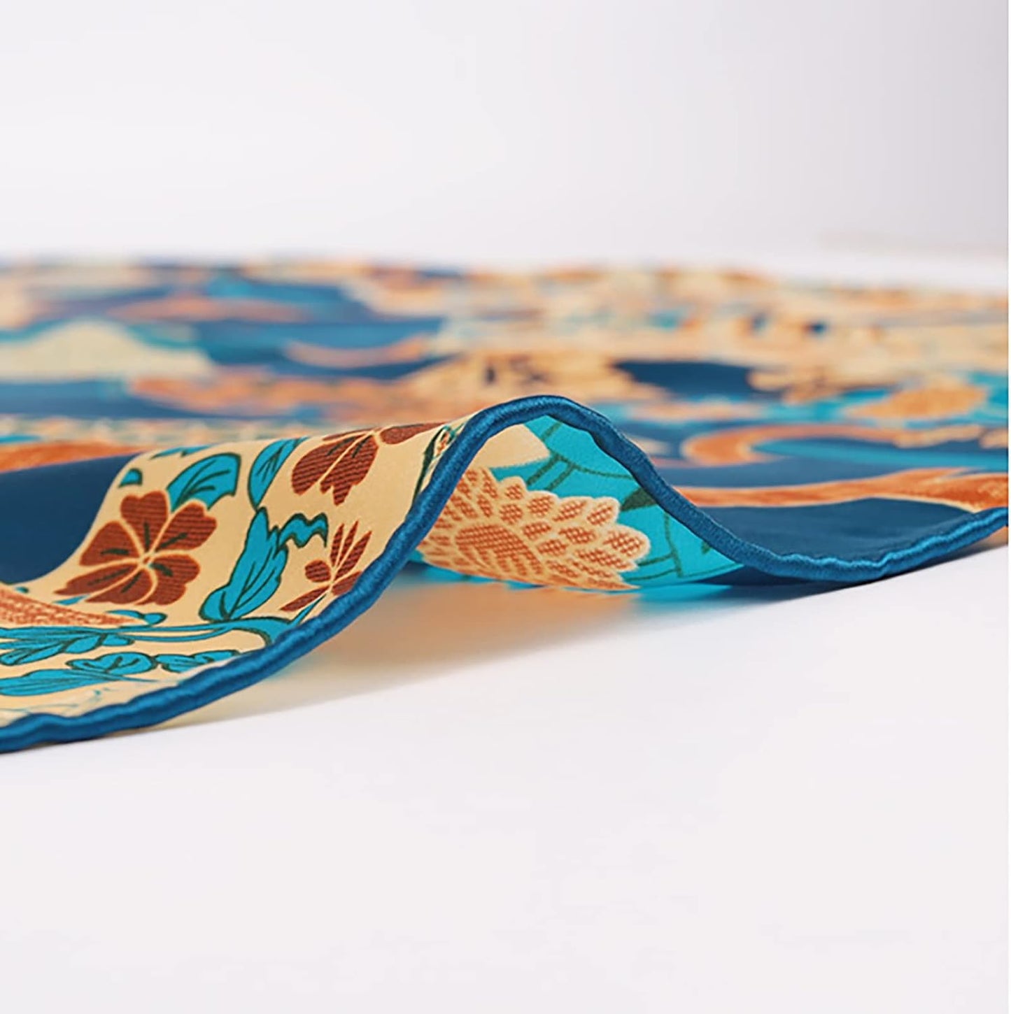 RAN Winter Warm Scarfs 41.7 Inches Satin Head Scarf Square Silk Scarf Flowers Printed Large Neckerchief, Head Shawl, Gift for Lady