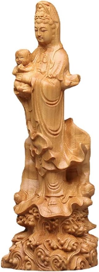 Aritjt Solid Wood Kwan Yin Statue Kuan Yin Guanyin Goddess of Mercy Guan Yin Statue Quan Yin Statue
