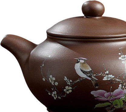 Fenteer Zisha Teapot Chinese Tea Pots Handmade for Home Office Collectibles Teaware Gift Decoration Loose Tea Hand Painted Tea Maker Kung Fu Teapot, 170ml Spring