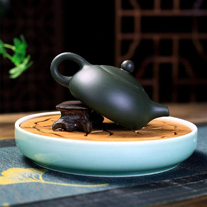 MIKMAX Teapot Zisha Pot Handmade Teapot Raw Ore Green Mud Flat Xishi Kung Fu Tea Set
