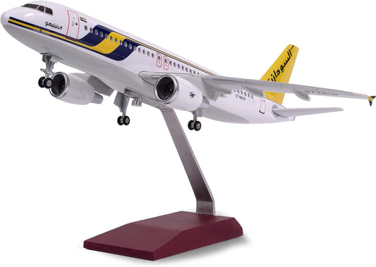 Sudan Airways A320 Airplane Model 1:100 Scale - Large Aircraft Model with Landing Gear - Bakelite Stand for Decoration, Models Collection, or Gift