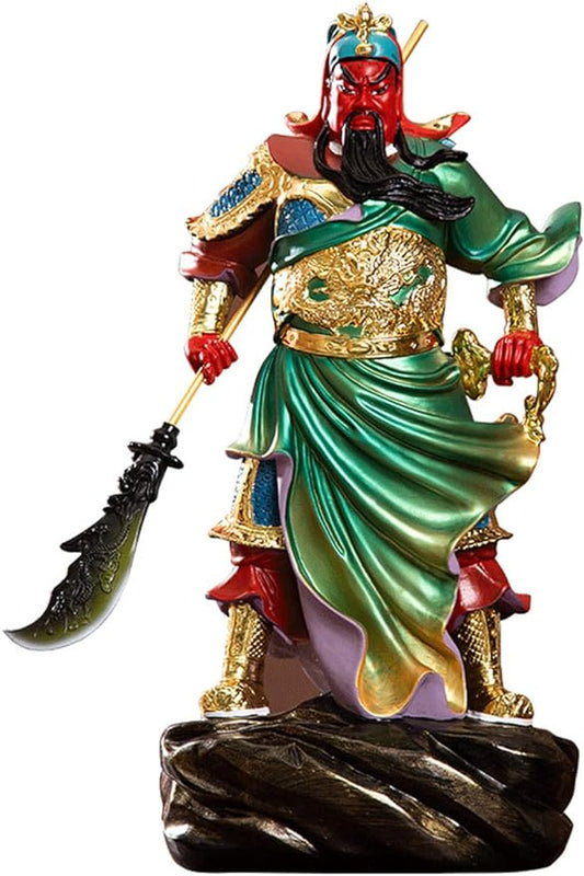 mozhixue Fengshui Guan Yu Statue Handmade Statue Guan Yu Martial God of Wealth Figurines Home Office Decoration Tabletop Decor Good Lucky Gifts,Green