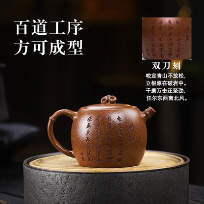 Handmade Zisha Teapot, Chinese Yixing Purple Clay Tea Pot 7.4 Oz,Chinese Kungfu Brew Infuser Loose Leaf Tea