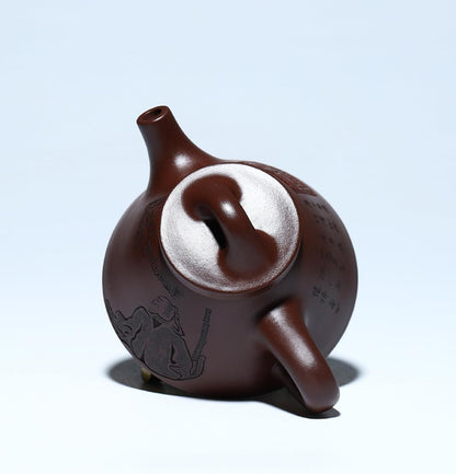 Handmade Zisha Teapot, Chinese Yixing Purple Clay Tea Pot 200cc,Chinese Kungfu Brew Infuser Loose Leaf Tea