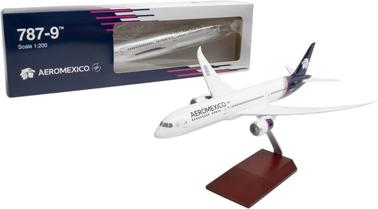 SkyMarks Daron Aeroméxico 787-9 1/200 Collectible Injection-Molded Plastic Airplane Model with Plastic Display Stand for Ages 14+