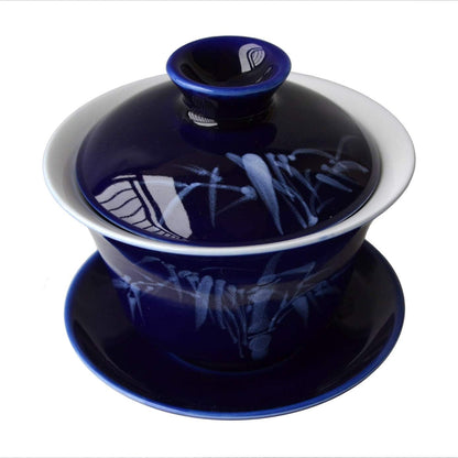 Gaiwan 5oz/150ml Blue White Porcelain teacup Sancai Tea Cup Set beauty pattern Lid(pure leaf)