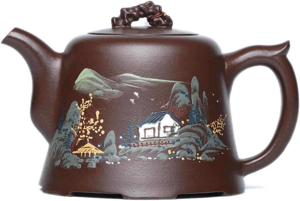 SILINE Zisha Teapot, Chinese Yixing Clay Handmade Tea Pot 10.8 Oz, Infuse Brew Kung Fu Loose Leaf Tea Maker (LongJulun,Zini Purple Clay)
