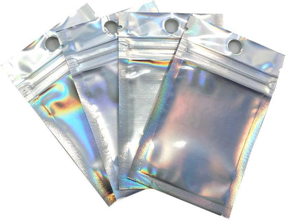 FERENLI 100Pieces Silver Aluminum Foil Zipper Packaging Bags with Tear Notch Reusable Food Coffee Storage for Zip Mylar Bags Lock 10x15cm (3.9x5.9 inch)