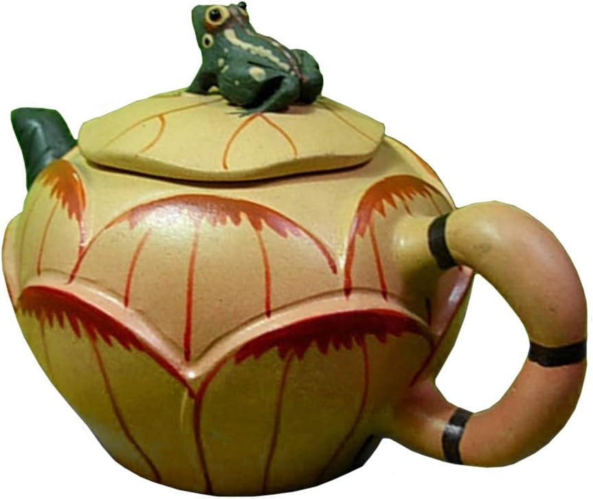 Teapot Chinese Yixing Yellow Zisha Tea Pots Huanduan Mud Frog Lotus (B)