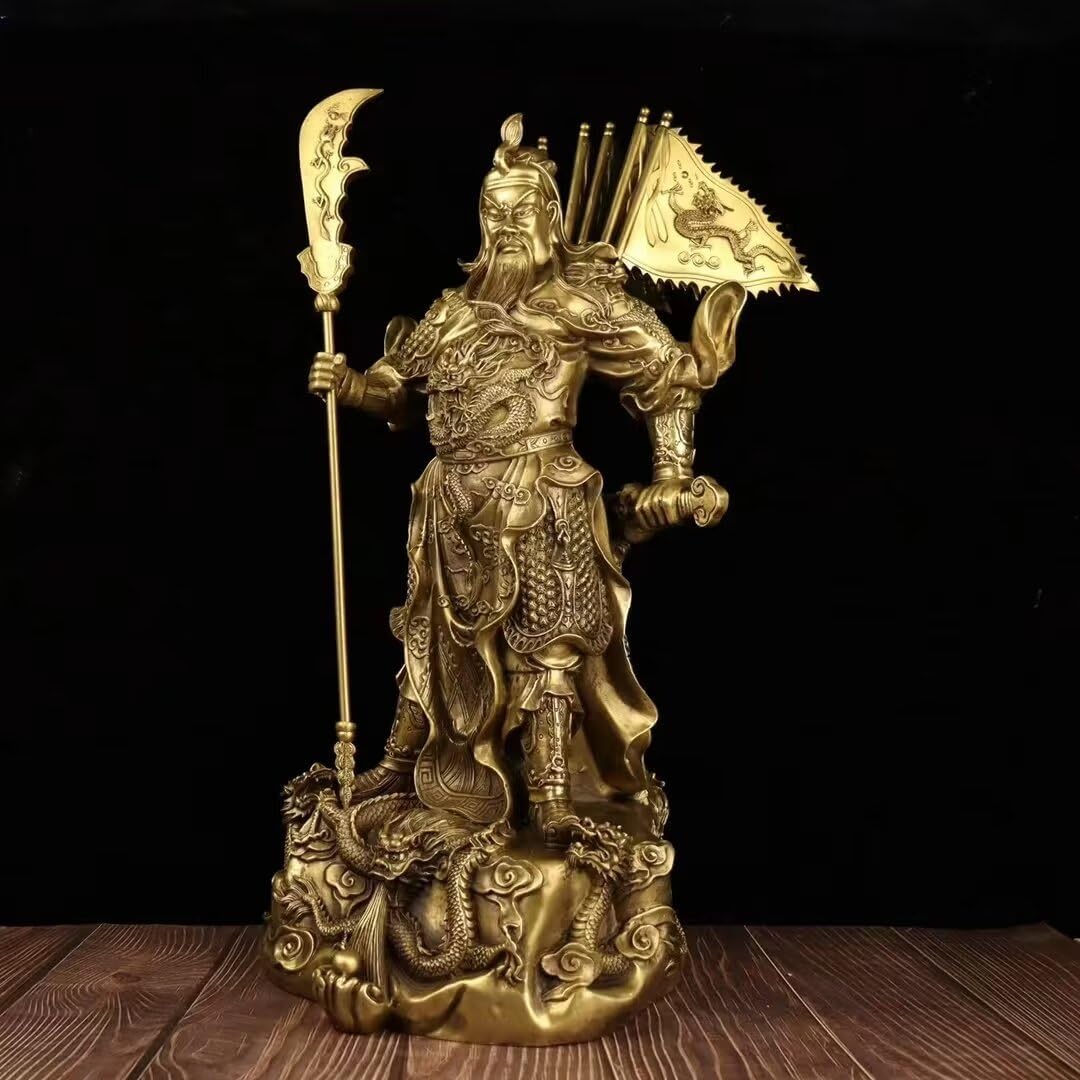 Pure Copper Chinese Feng Shui Guan Gong Statue God of Wealth Home and Office Decoration Wu God of Wealth Guan Yu Statue Best Furnishings Gifts