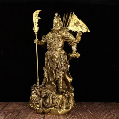 Pure Copper Chinese Feng Shui Guan Gong Statue God of Wealth Home and Office Decoration Wu God of Wealth Guan Yu Statue Best Furnishings Gifts