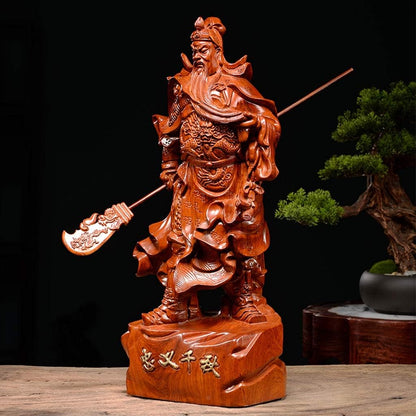 Buddha Statue Feng Shui 11.8” Tall Guan Yu/Guan Gong Warlord Statue Hold Knife Cuan Yu Gong/Kwan Kung/Guangong Chinese Decor Zen Meditation Decor