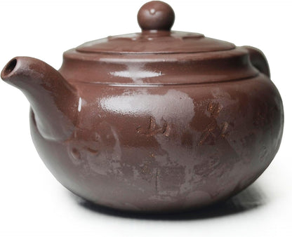 Teapot 10oz Chinese Yixing Clay Pots Infuser for Loose Tea Hand-carved