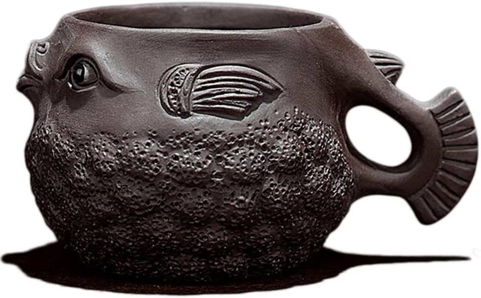 Hormsdar Pruple Clay Teapot Pure Handmade Pufferfish Tea Pot Zisha Tea Set Kettle Kung Fu Teapot (Teacup)