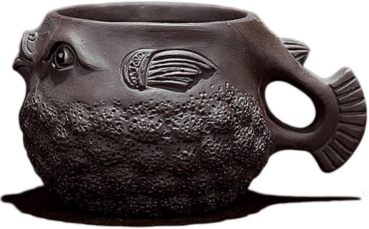 Hormsdar Pruple Clay Teapot Pure Handmade Pufferfish Tea Pot Zisha Tea Set Kettle Kung Fu Teapot (Teacup)