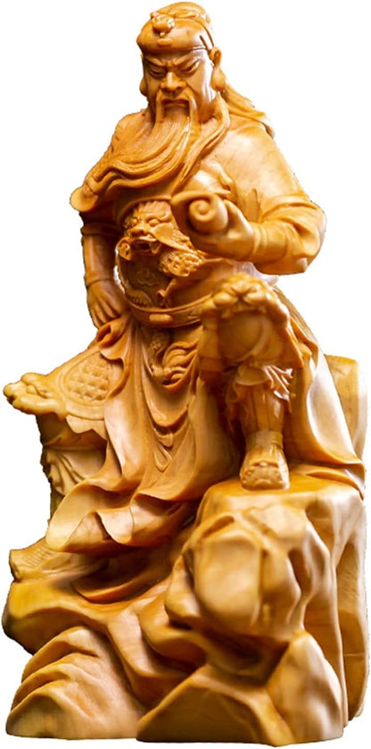 WJCRYPD Buddha Wood Statue Figure Buddha Statue Boxwood Sculpture Wooden Carving Guan Yu Home Decoration Mini Ornaments Buddha Statue SurongL