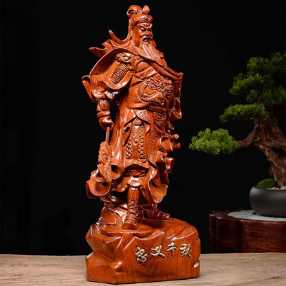 Buddha Statue Feng Shui 11.8” Tall Guan Yu/Guan Gong Warlord Statue Hold Knife Cuan Yu Gong/Kwan Kung/Guangong Chinese Decor Zen Meditation Decor