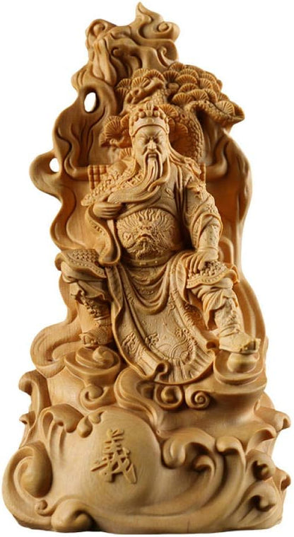 ZTIANEF Statue Mural Sculpture Figurine Animal Statue Ornaments 15-35Cm Pure Wooden Guan Yu Chinese Figures Decoration Feng Shui Carving Sculpture Statues for Home Chinese History Figures