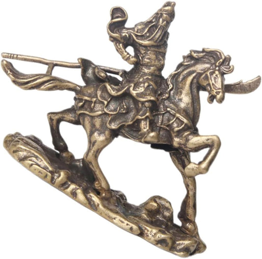 Abaodam 3pcs Bronze Ware of Guan Yu on Horseback Feng Shui Guan Gong Statue Tabletop Ornament Feng Shui Statue Decoraciones para Salas De Casa Desk Topper Guan Yu Figure Lucky Saucer Brass