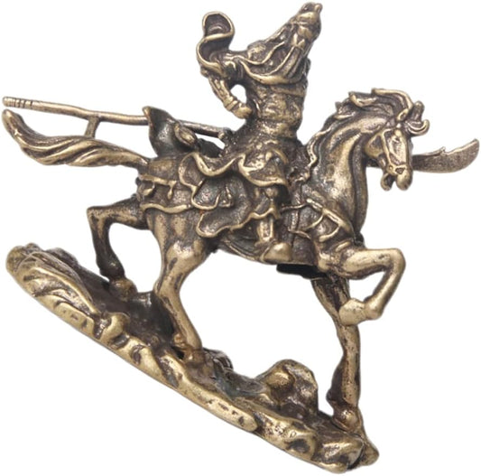 Abaodam 3pcs Bronze Ware of Guan Yu on Horseback Feng Shui Guan Gong Statue Tabletop Ornament Feng Shui Statue Decoraciones para Salas De Casa Desk Topper Guan Yu Figure Lucky Saucer Brass