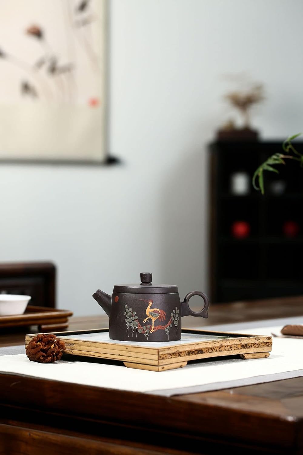 Pine Crane Handmade Yixing Zisha Clay Teapot