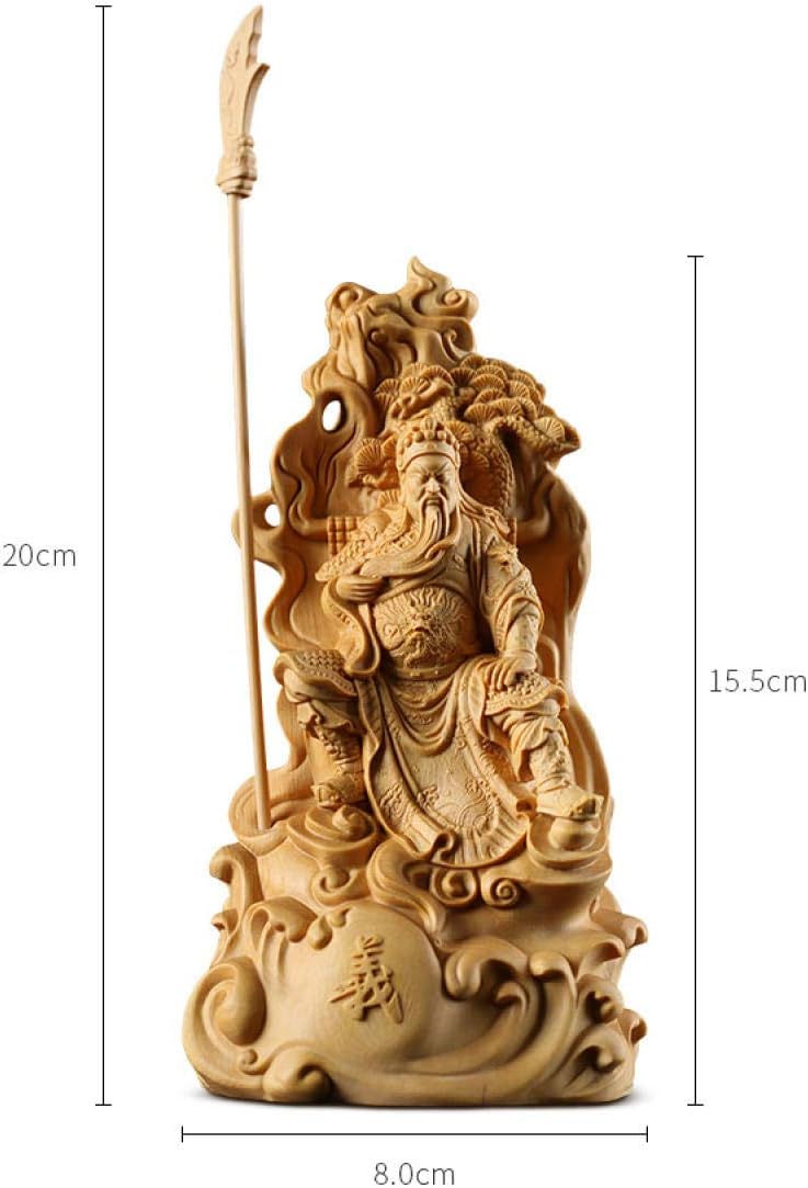 ZTIANEF Statue Mural Sculpture Figurine Animal Statue Ornaments 15-35Cm Pure Wooden Guan Yu Chinese Figures Decoration Feng Shui Carving Sculpture Statues for Home Chinese History Figures