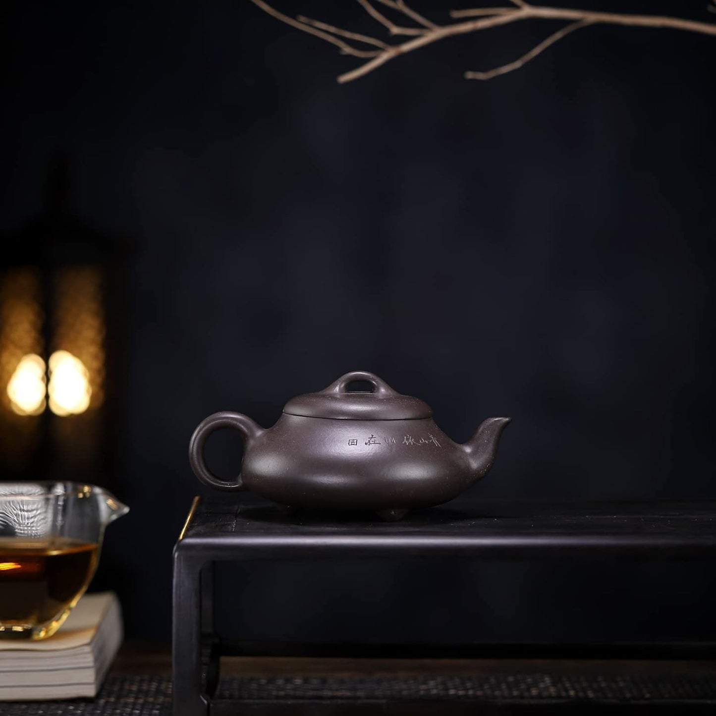 SILINE Zisha Teapot, Chinese Yixing Clay Handmade Teapot 6.7 Oz, Infuse Brew Kung Fu Loose Leaf Tea Maker -HantangShipiao,Black Clay