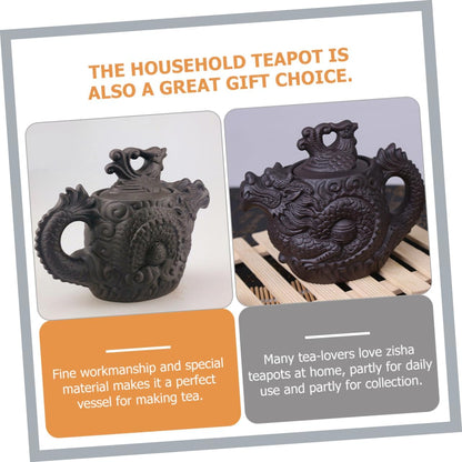 3pcs Dragon Phoenix Purple Clay Teapot Zisha Teapot Tea Kettle Ceramic 510 drip tip water boiling pot vintage tea kettle Clay Tea Pot boiling water pot High capacity office