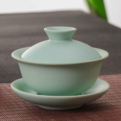Ru Porcelain Covered Bowl Ru Kiln Celadon Sancai Bowl Gongfu Ruyao Gaiwan 150ml Durable Tea Sets In China