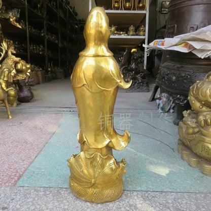 62CM Huge large -HOME SHOP Temple Lobby Safety GOOD luck efficacious Protection talisman GOLD Guanyin PUSA Buddha brass statue