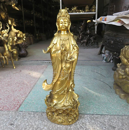 62CM Huge large -HOME SHOP Temple Lobby Safety GOOD luck efficacious Protection talisman GOLD Guanyin PUSA Buddha brass statue