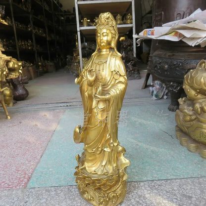 62CM Huge large -HOME SHOP Temple Lobby Safety GOOD luck efficacious Protection talisman GOLD Guanyin PUSA Buddha brass statue