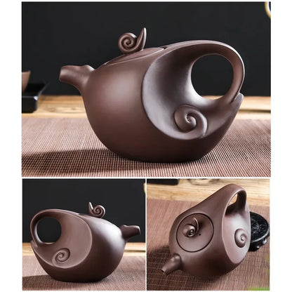650ML Large Capacity Household Handmade Purple Sand Teapot Chinese Teaware  Zisha Zhu Clay Ball Filter Bubble Teapot Moon Pot