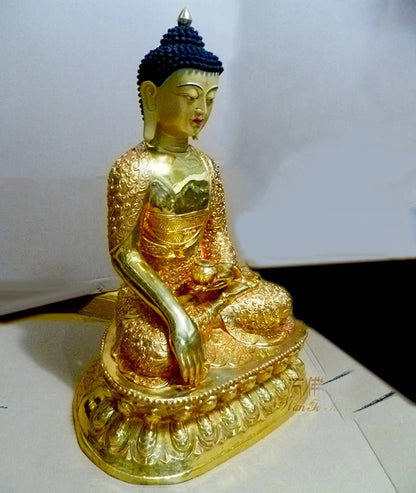 65CM Large huge # GOOD # Temple Buddhist disciple efficacious Protection Tibet Nepal Gold-plated Lotus Shakyamuni Buddha statue