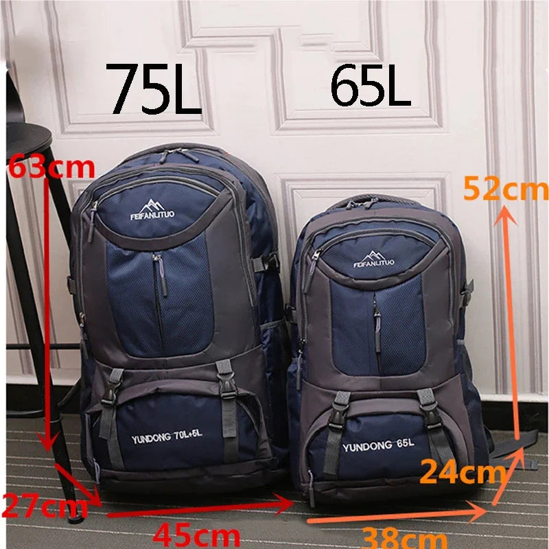 65L 75L Men's Outdoor Climbing Travel Rucksack Sports Camping Hiking Backpack School Bag Pack For Male Female Women