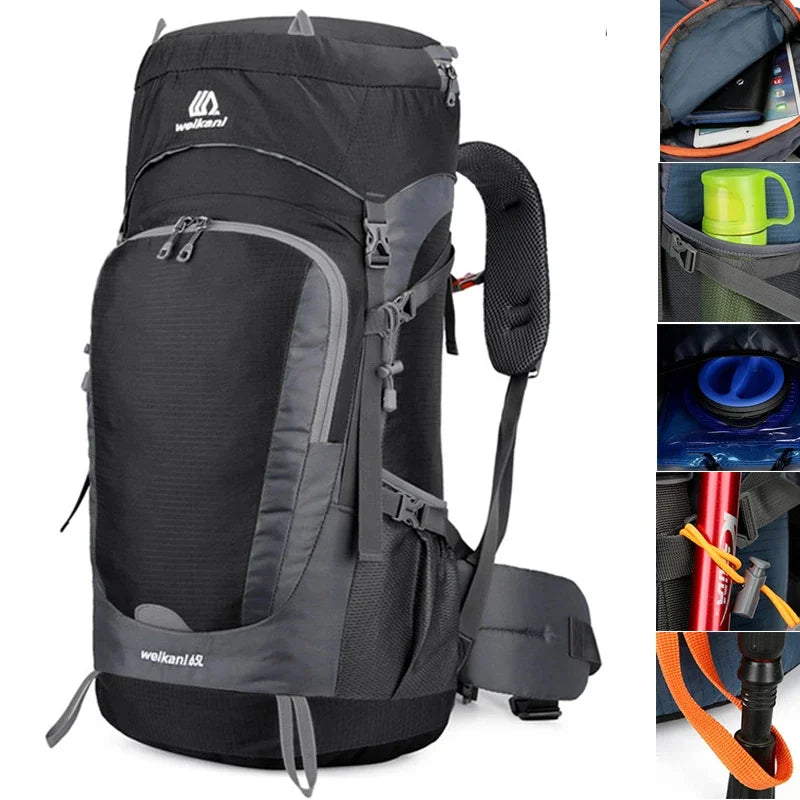 65L Unisex Waterproof Outdoor Climbing Camping Backpack Trekking Rucksack Travel Sports Bag Pack For Male Female