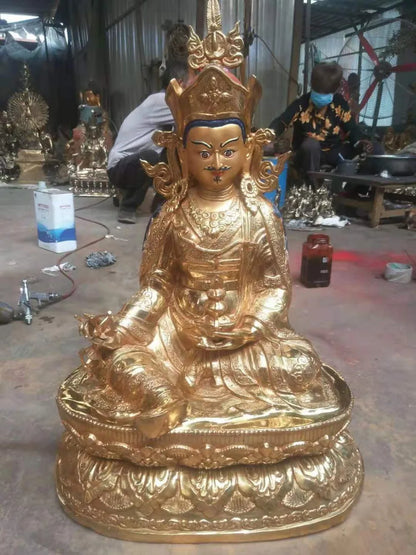 65cm XL HUGE # large HOME Lobby Temple altar GOOD Buddha Protection Vajrayana Gold-plated Guru Padmasambhava Buddha brass statue