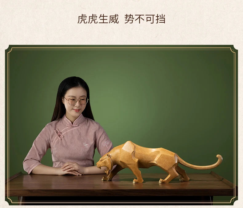 66cm large Limited Edition NEW Original lucky flash Jaguar tiger bronze Sculpture home office business animal TOP Ornament