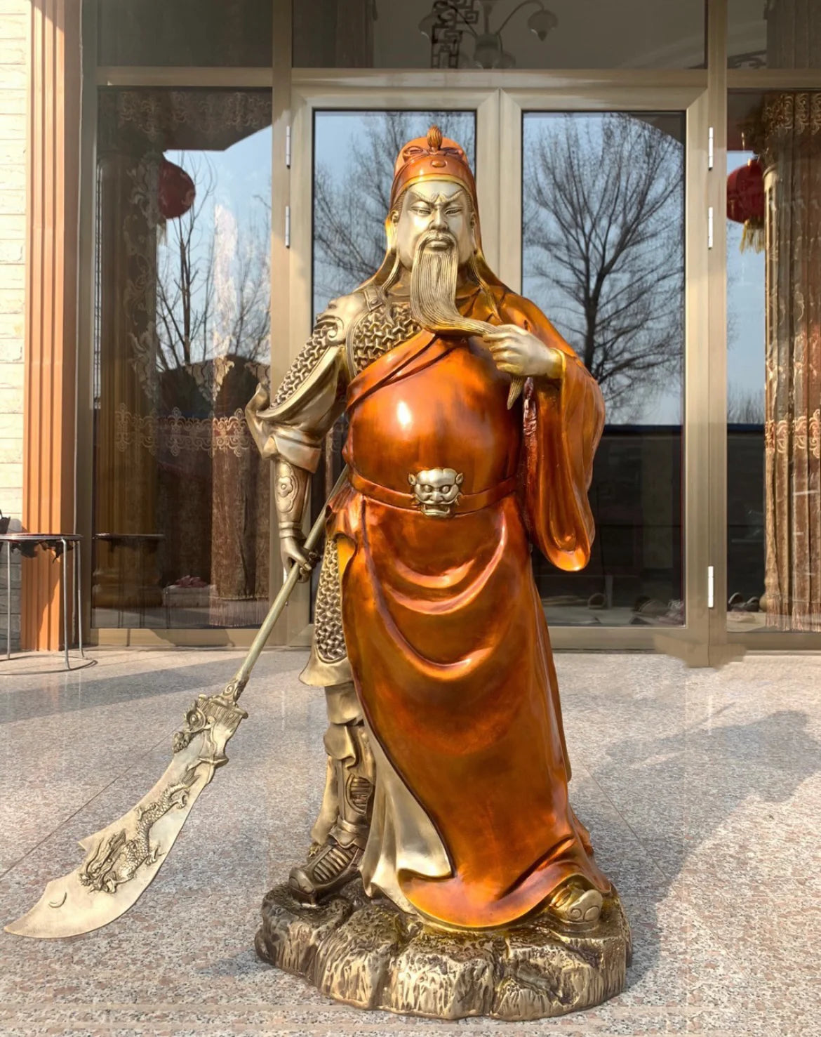 68CM huge 2023 HOME Company TOP decoration Recruit money wealth Dispel bad luck COPPER GUAN GONG God of fortune statue