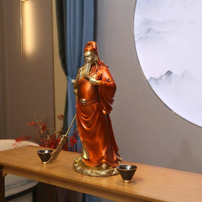 68CM huge 2023 HOME Company TOP decoration Recruit money wealth Dispel bad luck COPPER GUAN GONG God of fortune statue